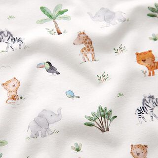 GOTS Katoenjersey Baby-jungledieren Digitaal printen – ecru, 