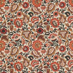Decostof Gobelin Retrobloemen – lichtbeige/koper, 