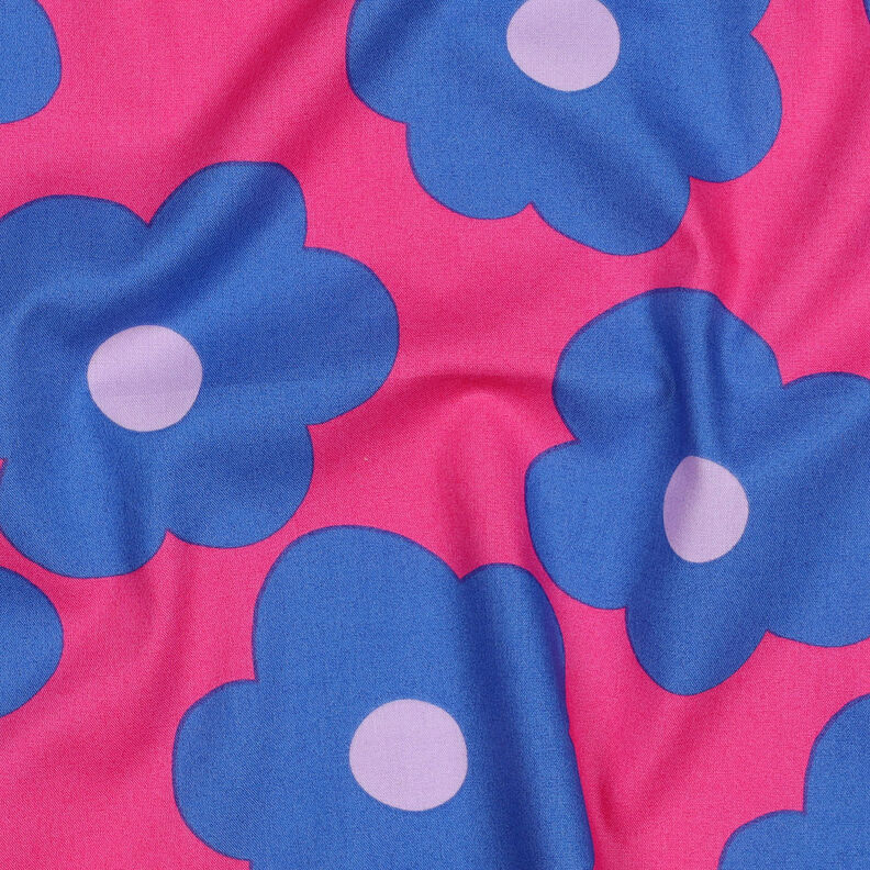 Katoenpopeline Big Flower | Nerida Hansen – intens roze/jeansblauw,  image number 2