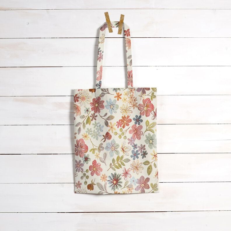 Decostof Gobelin bonte bloemen – lichtbeige/roos,  image number 6