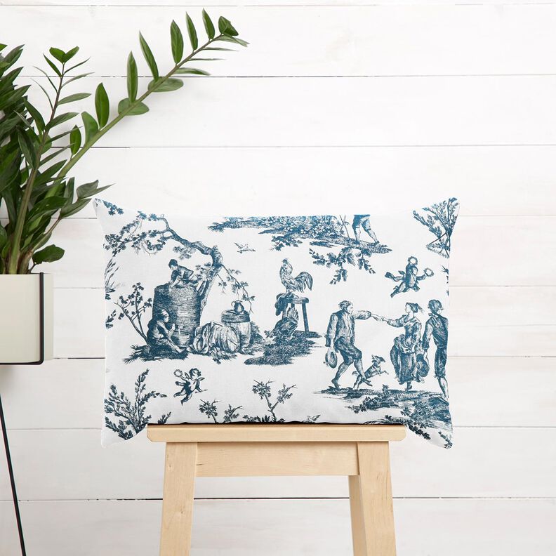 Decostof Half panama blije dansers 280 cm – oceaanblauw/wit,  image number 7
