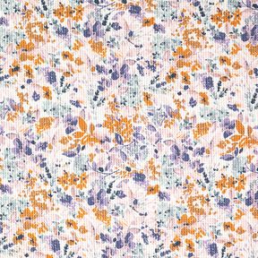 Wafelpiqué Aquarel bloemen | Poppy Fabrics – wit/lavendel, 