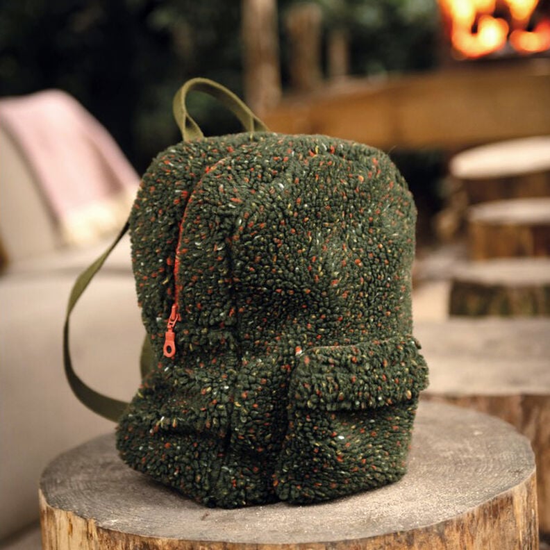 Teddy pluche Tweed Mix | Poppy Fabrics – donkergroen,  image number 6