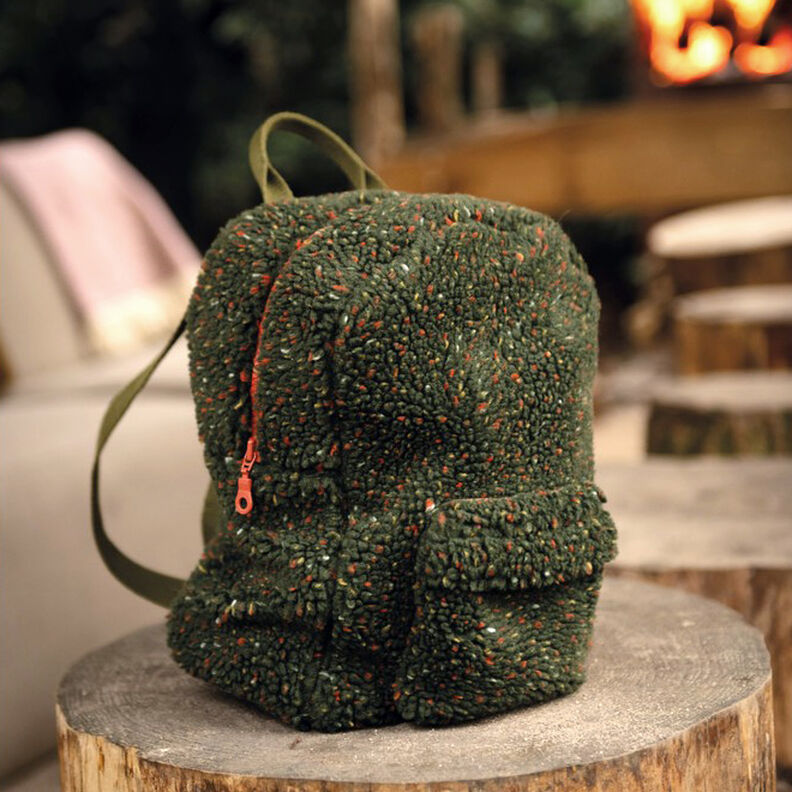 Teddy pluche Tweed Mix | Poppy Fabrics – donkergroen, image number 6
