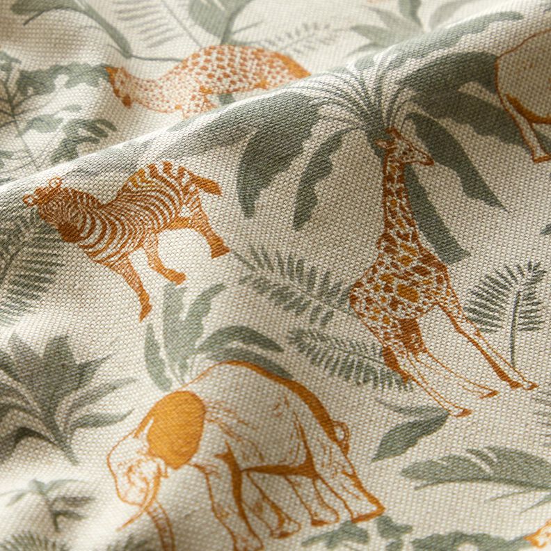 Decostof Half panama Jungledieren – natuur/karamel, image number 2