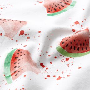 Katoenjersey Watermeloenen | Glitzerpüppi – wit, 