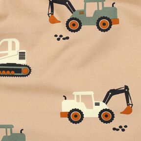 Katoenpopeline Graafmachines en tractoren | Poppy Fabrics – beige, 