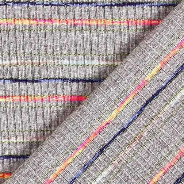 Fijne gebreide tricot neon-strepen – lichtgrijs, image number 4