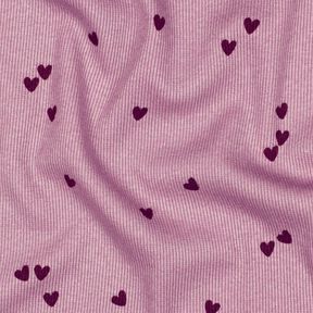Ribjersey verspreide harten | Poppy Fabrics – pastelviolet/merlot, 