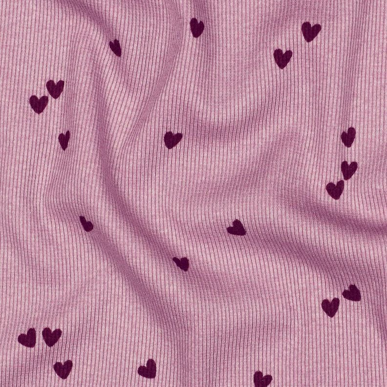 Ribjersey verspreide harten | Poppy Fabrics – pastelviolet/merlot,  image number 2