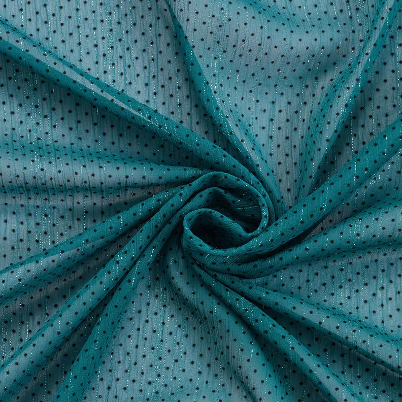 Chiffon glitterstrepen en stippen – petroleum,  image number 3