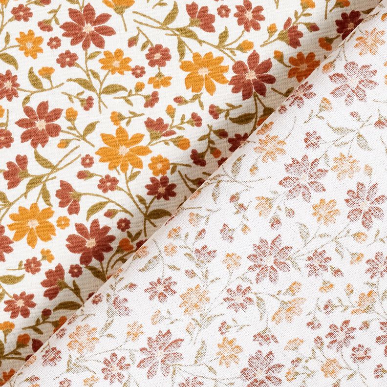 Katoenpopeline Herfstbloemen – wit/roodbruin, image number 4