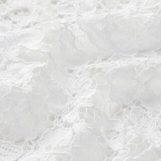 Kanten stof met golvende rand met bloesems aan beide zijden – wit, 