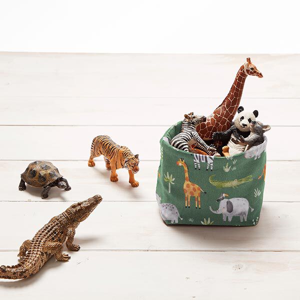 Katoenpopeline Jungledieren Digitaal printen – donkergroen, image number 6