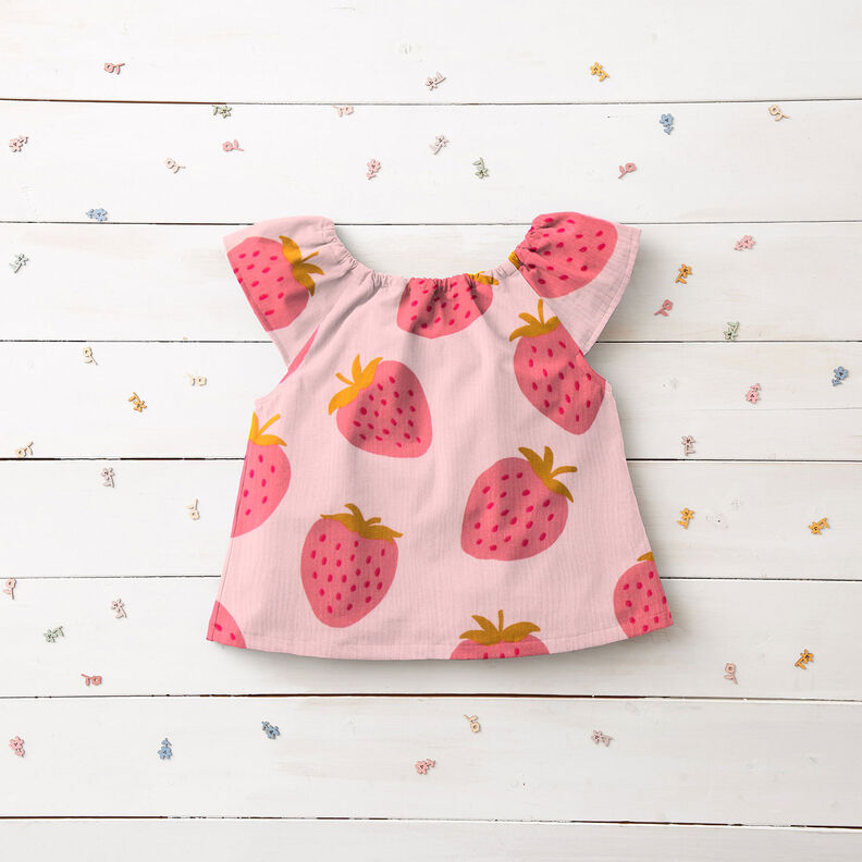 Mousseline/dubbel gehaakte stoffen Gigantische aardbei | by Poppy roos/pink, image number 6