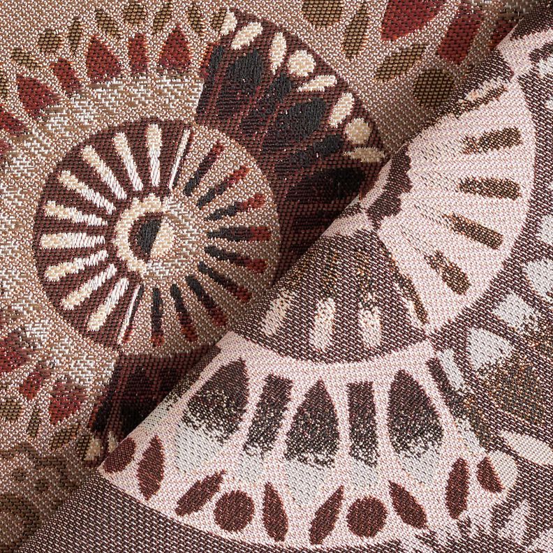 Decostof Jacquard elegante mandala – donkertaupe/roodbruin, image number 4