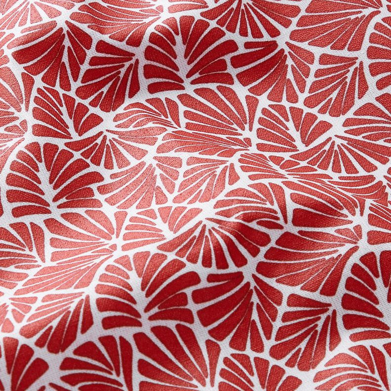 Gecoate katoen abstracte minibladeren – donkerrood/wit,  image number 3
