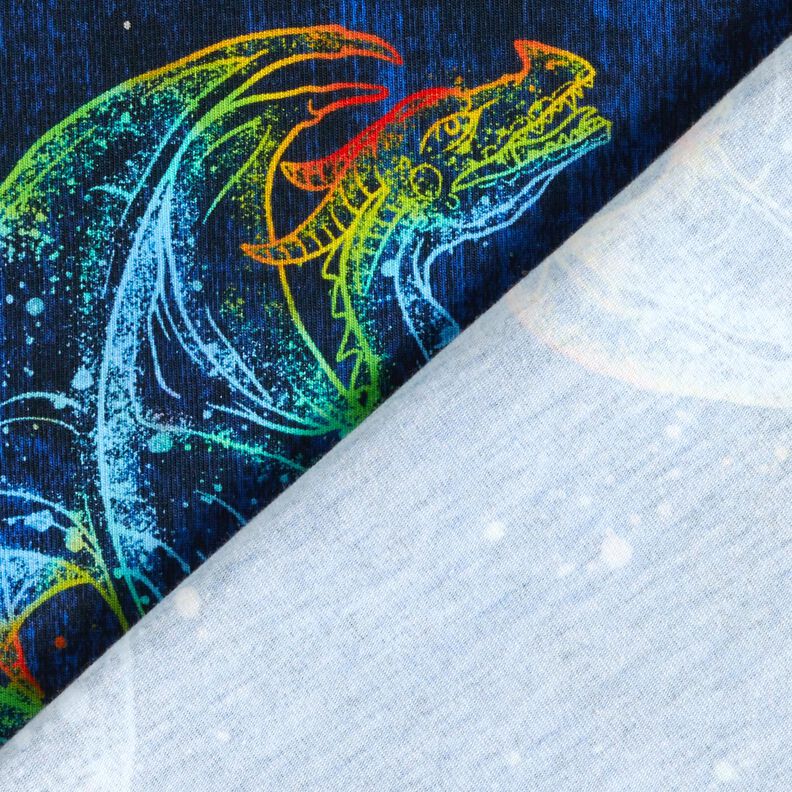 Katoenjersey Jeanslook regenboogdraak | Glitzerpüppi – zwart blauw/indigo,  image number 4