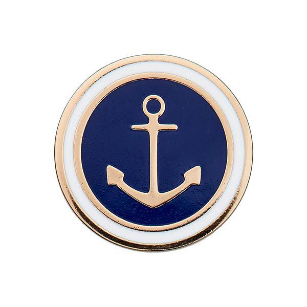 Metalen knoop Oogje Anker – marineblauw/goud,  image number 1