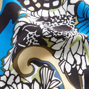 Viscosestof bloemen en bladeren – zwart, 