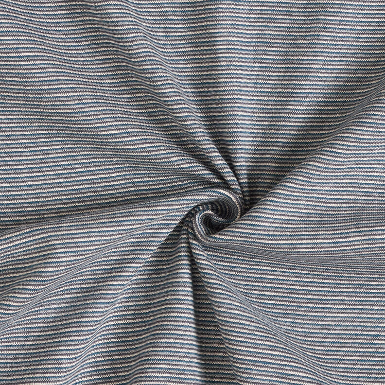 Boordstof Rondgebreide smalle strepen – oceaanblauw/zilver,  image number 1