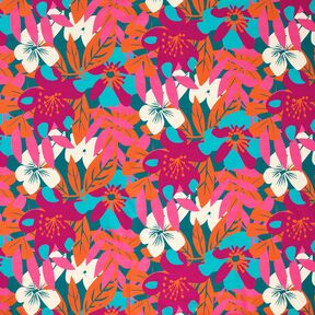 French Terry sommersweat Grote bloemen – petroleum, 