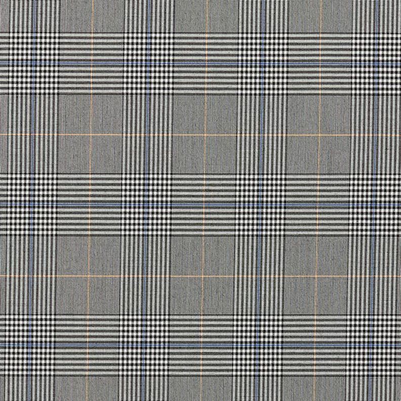 Viscose stretch glencheck – grijs/indigo,  image number 1