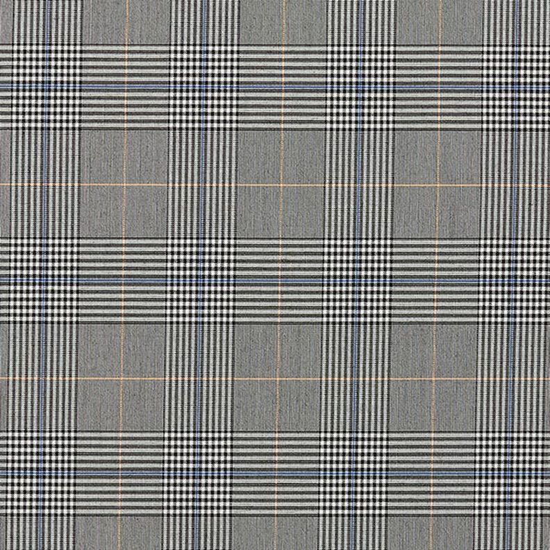 Viscose stretch glencheck – grijs/indigo,  image number 1