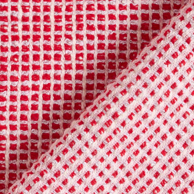 Bouclé katoenmix structuur – rood/wit,  image number 4