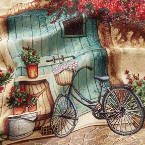 Decopaneel Gobelin Fiets – lichtbeige/karmijnrood, 