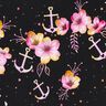 Katoenjersey maritieme bloemen | Glitzerpüppi – zwart/purper,  thumbnail number 7