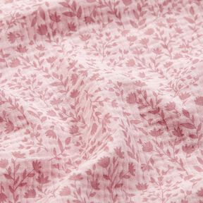 Mousseline/dubbel gehaakte stoffen tweekleurige bloemranken – licht oudroze, 