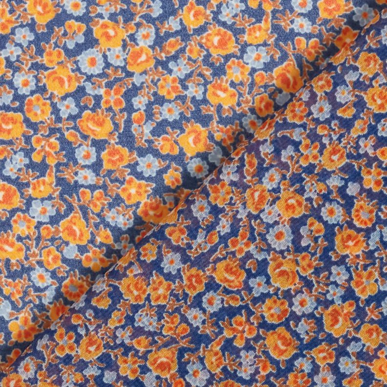 Chiffon Millefleurs – indigo/oranje,  image number 4