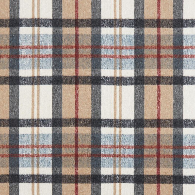 Mantelstof opgeruwde tartan ruit – lichtblauw/beige,  image number 1