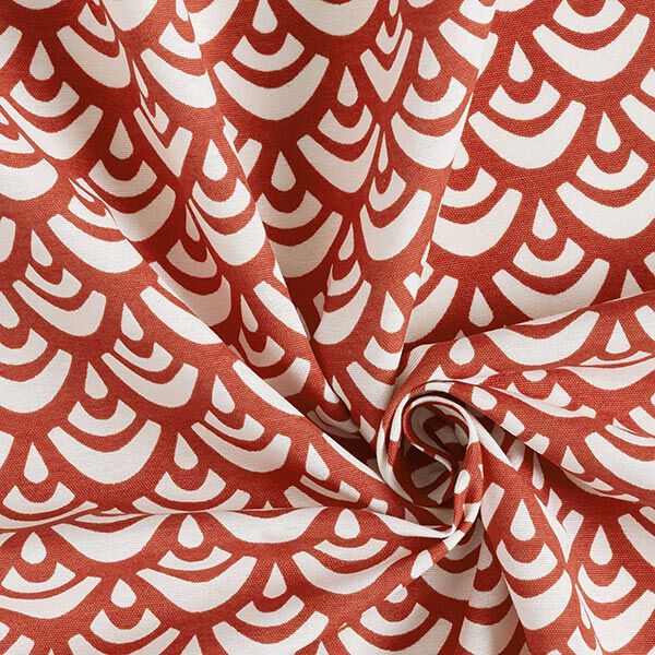 Decostof Canvas Geometrische bogen – vuurrood/wit, image number 3