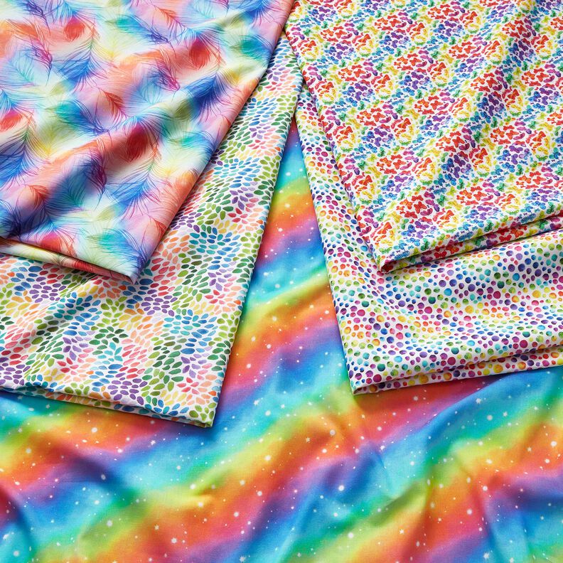 Katoenpopeline Regenboog vlinders Digitaal printen – wit/kleurenmix,  image number 5