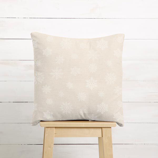 Decostof jacquard Glinsterende sneeuwvlokjes – natuur/goud, image number 8