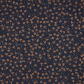 Katoenjersey abstracte planten – zwart blauw/lichtbruin,  Katoenjersey abstracte planten – zwart blauw/lichtbruin,