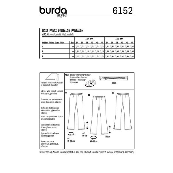 Broek met wijde pijpen, Burda 6152 | 34-44, image number 12