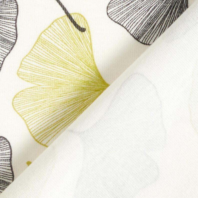 Katoenjersey Gingko-bladeren – ecru/zachtgroen,  image number 4