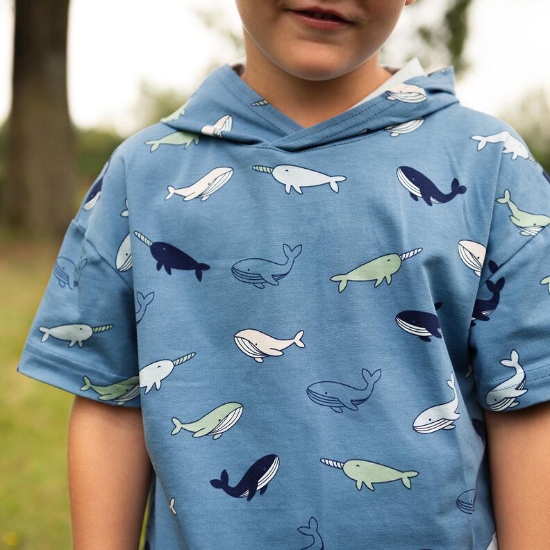 Katoenjersey schattige walvissen| Poppy Fabrics – blauwgrijs/marineblauw,  image number 5