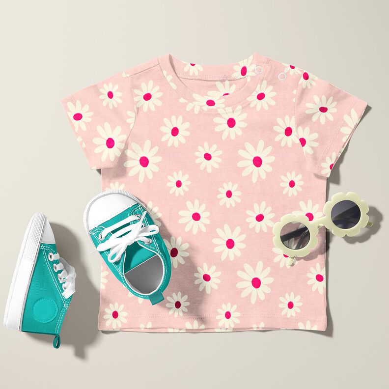 Katoenmix Jersey Bloemetjes – roos, image number 6