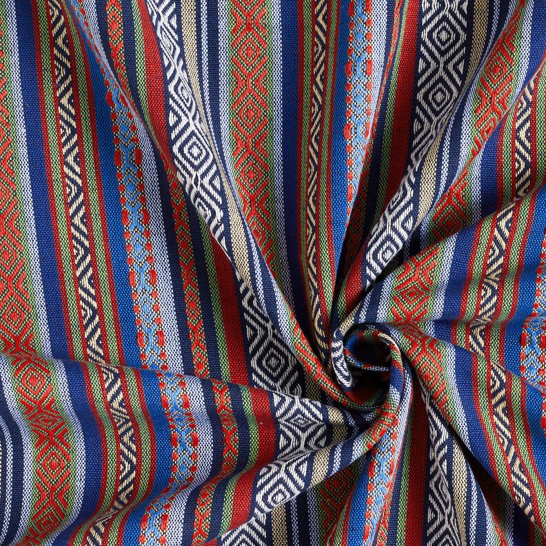 Decostof Jacquard abstracte strepen – marineblauw/karmijnrood, image number 3