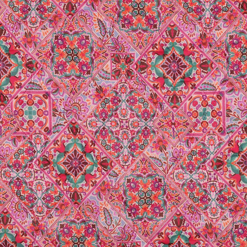 Doorgestikte stof Doubleface Ruiten | Poppy Fabrics – intens roze/dennengroen,  image number 4