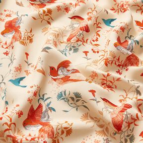 LENZING™ ECOVERO™ viscosestof Vogels en Feeën | Katia Fabrics – creme/vuurrood, 