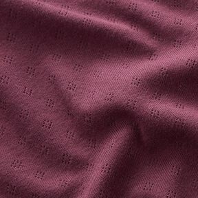 Fijngebreide jersey met gaatjesmotief – aubergine, 