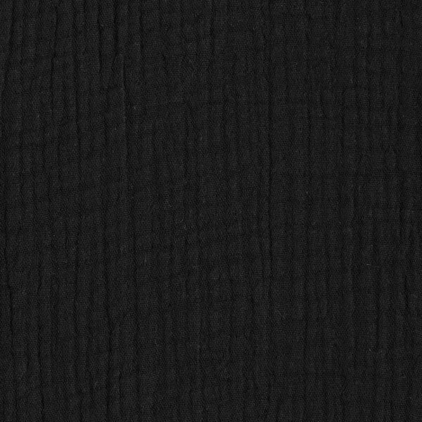 GOTS Drielaagse katoenen mousseline – zwart,  image number 4