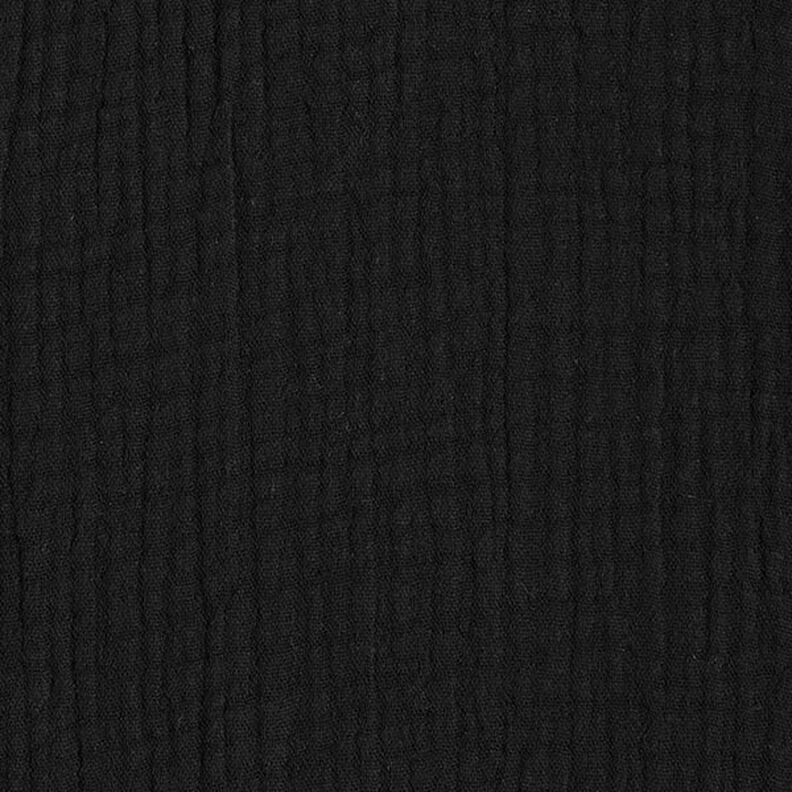 GOTS Drielaagse katoenen mousseline – zwart,  image number 4