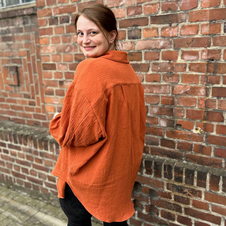 Mousseline/dubbel gehaakte stoffen – terracotta,  image number 8