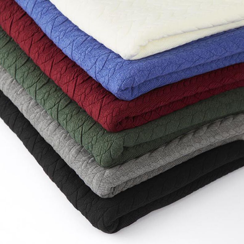 Jerseyjacquard cloqué kabelsteekpatroon – lichtgrijs,  image number 5